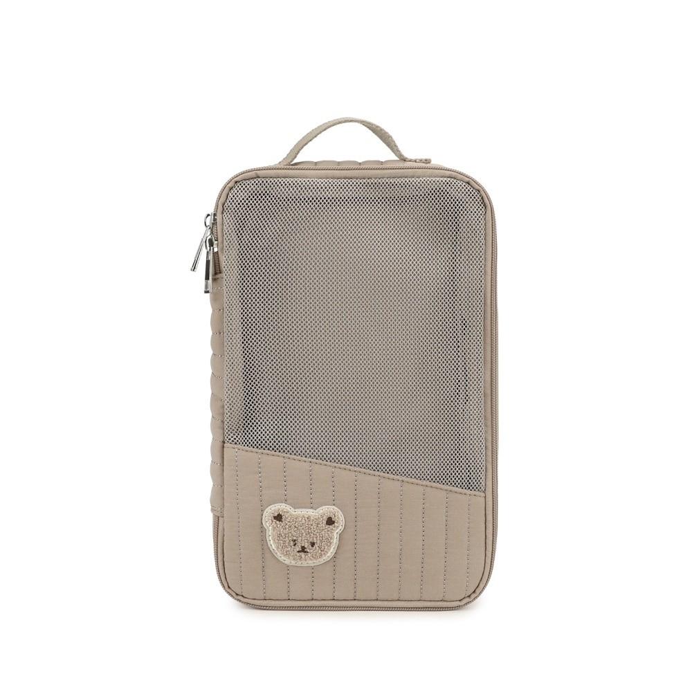 Striped Baby Packing Cube Cartoon Bear Embroidered Infant Care Organizer Hospital коричневый