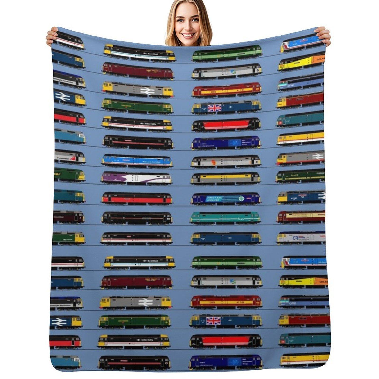 class 47 locomotive collection Throw Blanket No Pilling Soft Warm Blanket for Bed Size: 75*100cm, Weight: 230 GSM
