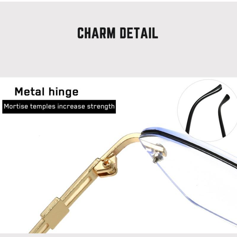 Retro Men Metal Frame Glasses Fashion Rimless Women Eye Protection Anti Blue Light Computer Eyewear