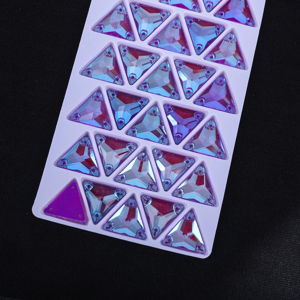 Neon Fluorescent Triangle Hand-Sewn Drill, Glass Rhinestone Flat Buckle Diy Accessories Clothing Wedding Materials Accessories