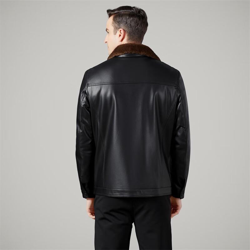 ROMON Men's Fleece-Lined PU Leather Jacket