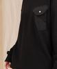 Ellamo Terry Basic Plain Triangle Pocket Oversized Sweatshirt [Black]