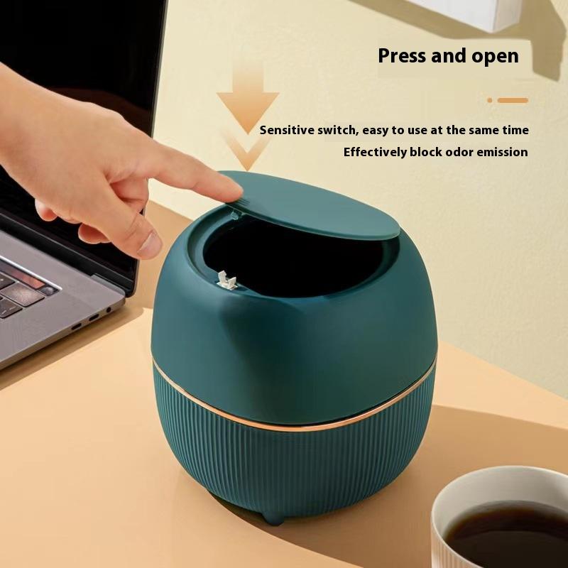 Desktop Trash Can Creative Paper Basket Mini Desk Light Luxury Pop-up Lid Storage Bucket Coffee Table Debris Storage Bucket