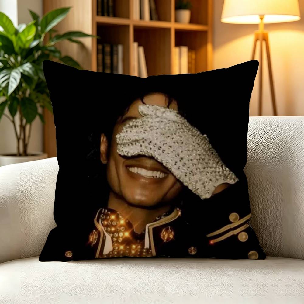 M-Michael Jackson King Of Pop Square Double-Sided printed Pillow Case Bedroom Bedside Pillow Sofa Cushion Cover