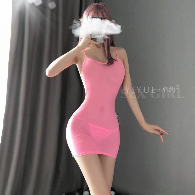 Erotic Underwear Ice Silk Halter Jumpsuit, Hip Skirt, Uniform Seductive and Sexy ol Secretary Set Wholesale 8096