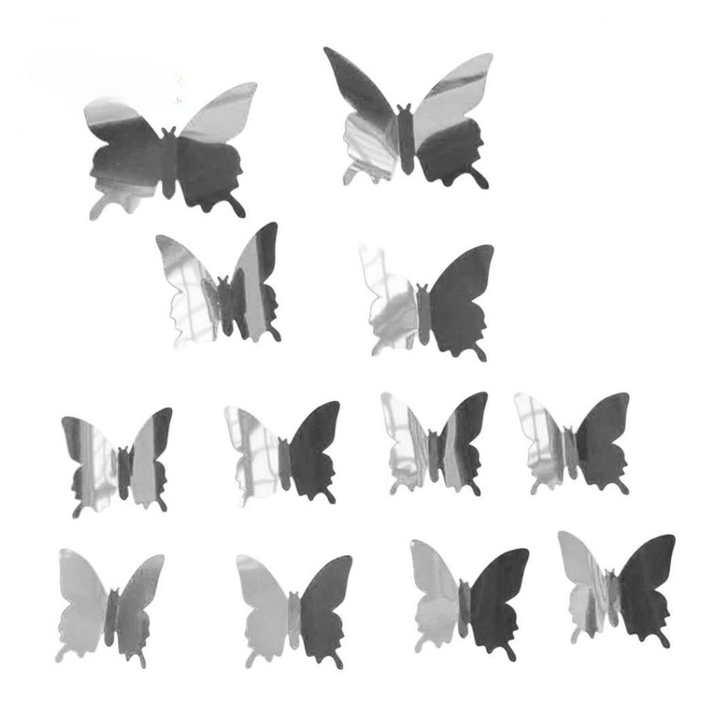 Wall Stickers Decal Butterflies 3D Mirror Home Decors KTY
