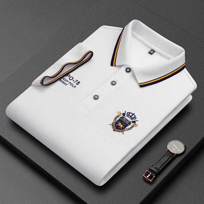 Men's High-Quality Embroidered Short-Sleeve POLO Shirts, Loose Fit for All Ages, Summer Style