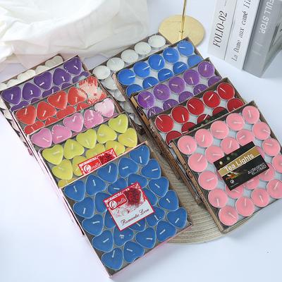50pcs Smokeless Tea Lights Romantic Atmosphere Candles Anniversaries Wedding Party Hotel Decor Odorless Tea Candle Light