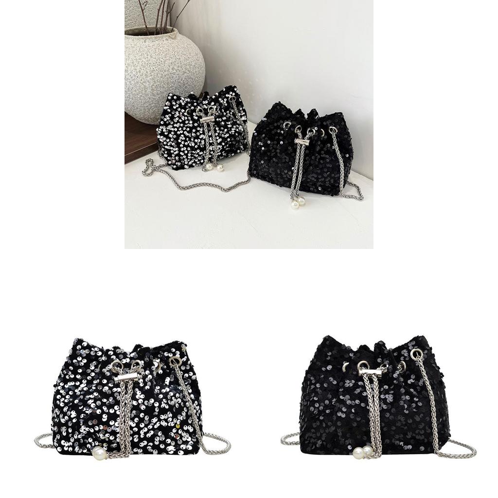 Street Style Bucket Bag For Women With Drawstring Closure And Padded Superfiber Material