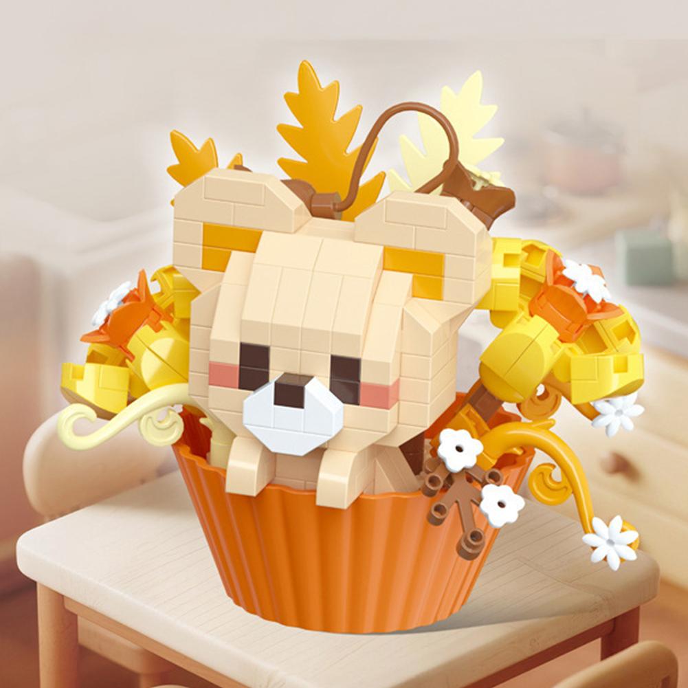 Creative Animal Building Blocks Cute Dessert Animal Cake Potted Kids Puzzle Assembly Small Toys Christmas Festival Gift Decorati