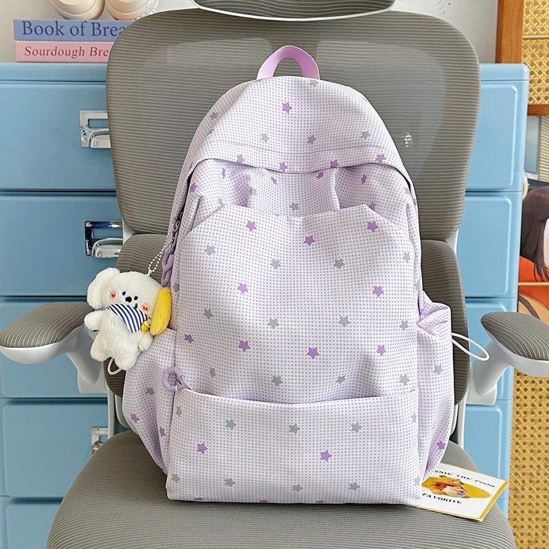 Schoolbag New Student Backpack, Gentle Style, Starry Sky Print Double Shoulder Bag, Sweet and Cute Backpack, High-appearance Casual Bag