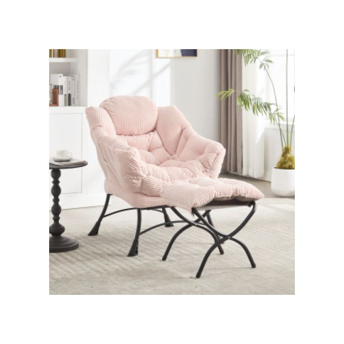 Fauteuil inclinable avec repose-pieds, accoudoirs et poches latérales, fauteuil d'angle rose