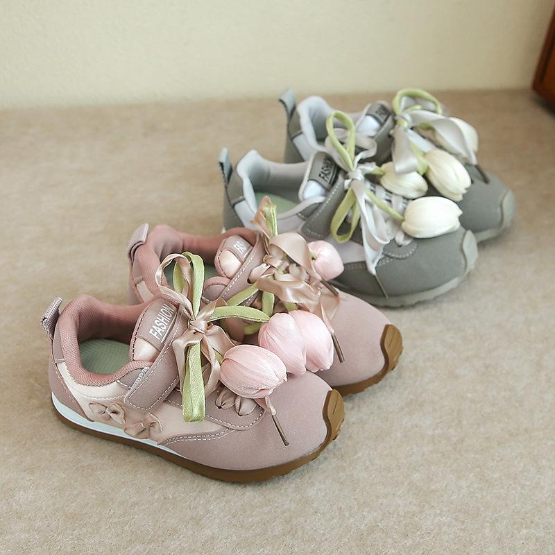 Pink Tulip Girls' German Training Shoes 2025 Spring New Children's Shoes Girls' Sneakers Soft-soled Forrest Gump Shoes