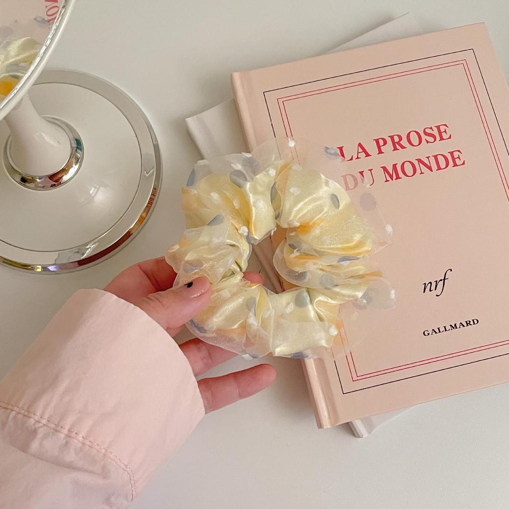 Sweet Korean Style Floral Mesh Hair Tie with Large Intestine Design - School Style Rubber Band E18