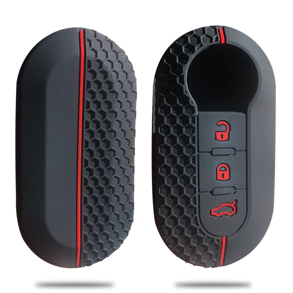 Silicone Car Key Cover Case for Fiat 500 Panda Dubbed Grande Punto Stilo 500x Ducato Remote Auto Folding Flip Key Holder Case