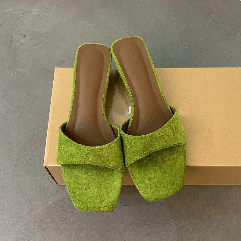 Fashion Fashion Square Toe Ladies Wedges Slippers Shoes New 2025 Summer Female Sandals Footwear Wedges Slides Slippers Shoes For Women