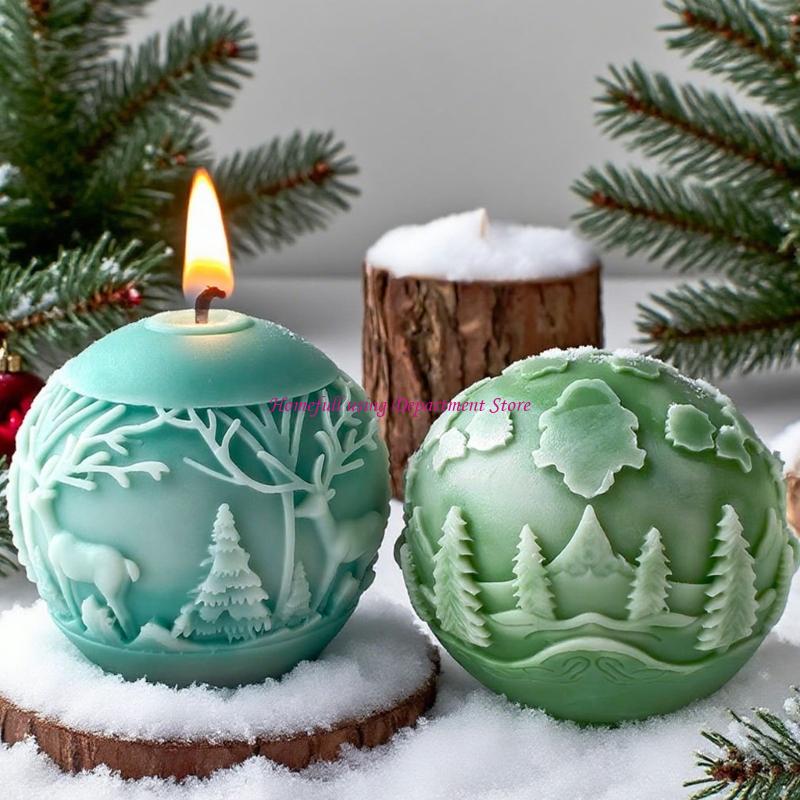 Festives Silicone Craft Christmasl Ball Mold Multipurpose Holiday Decorations And DIY Soap Making Supplies