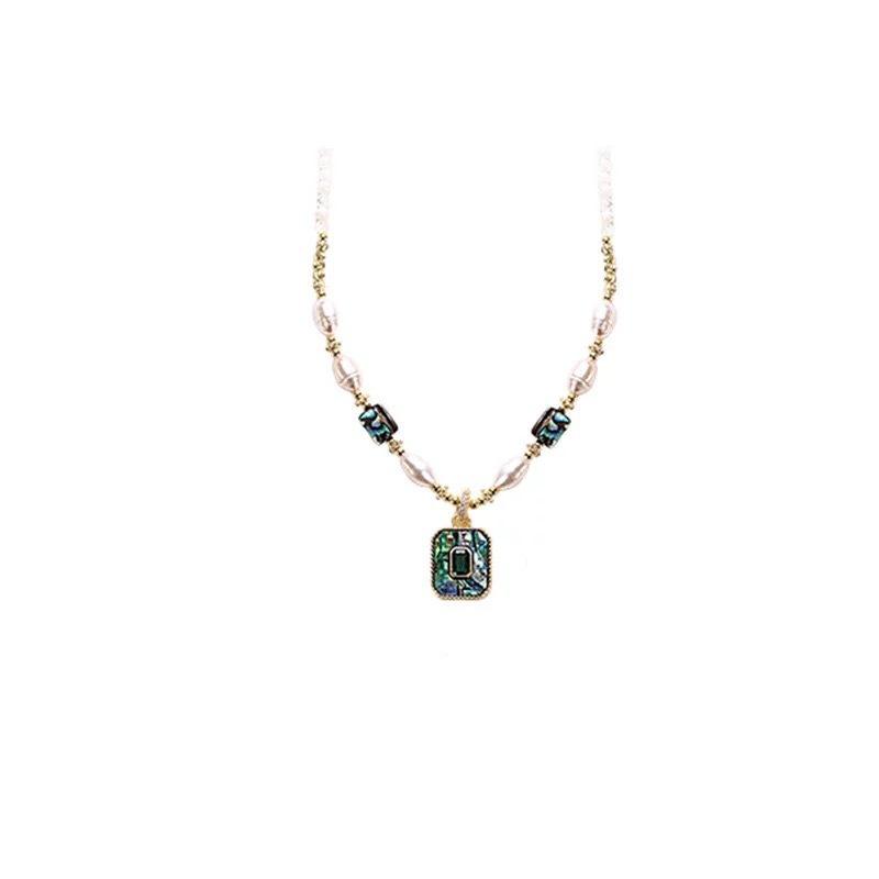Freshwater Pearl Necklace, Natural Abalone Shell Pendant Choker, Luxurious and Exclusive High-end Neck Chain