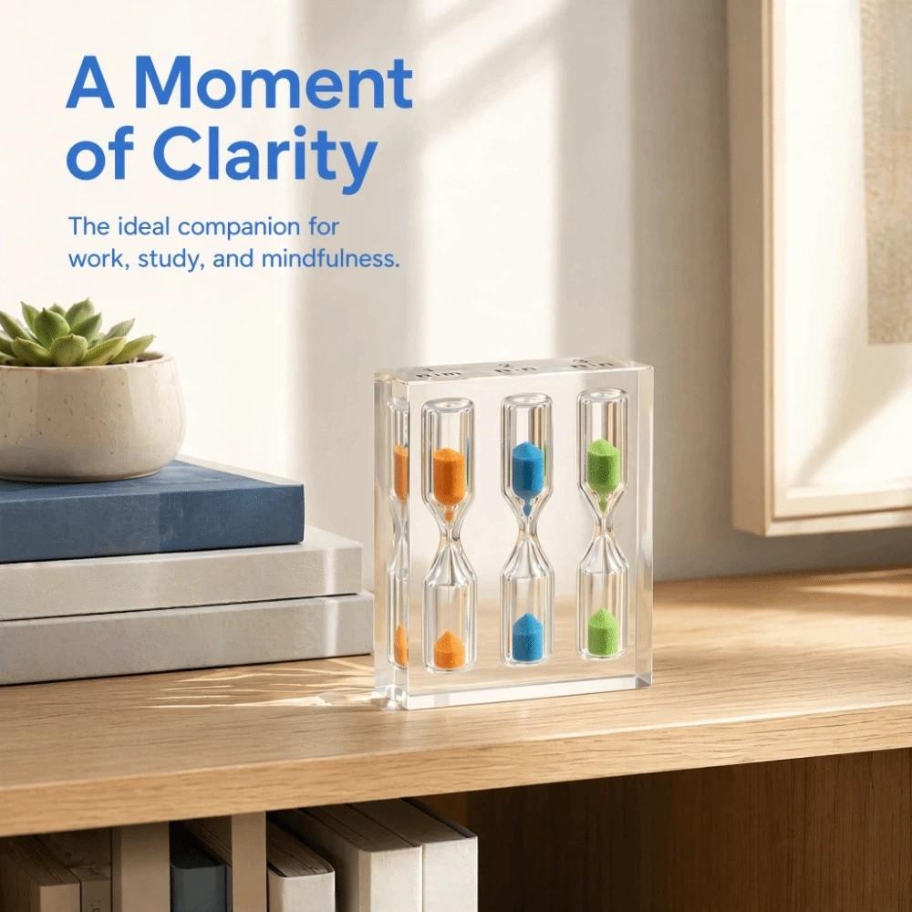Portable 1/2/3/4/5 Minutes Hourglass 3 in 1 Sand Timer Clock Acrylic Hourglass Timer  School Use