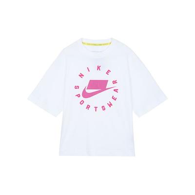 Sportbekleidung Lockere Passform Kurzarm T-Shirt Damen Oberteile Weiß AT0565-100