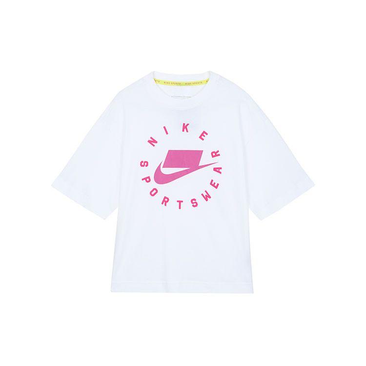 Nike Sportswear Loose Fit Short Sleeve T-Shirt Women Tops White AT0565-100