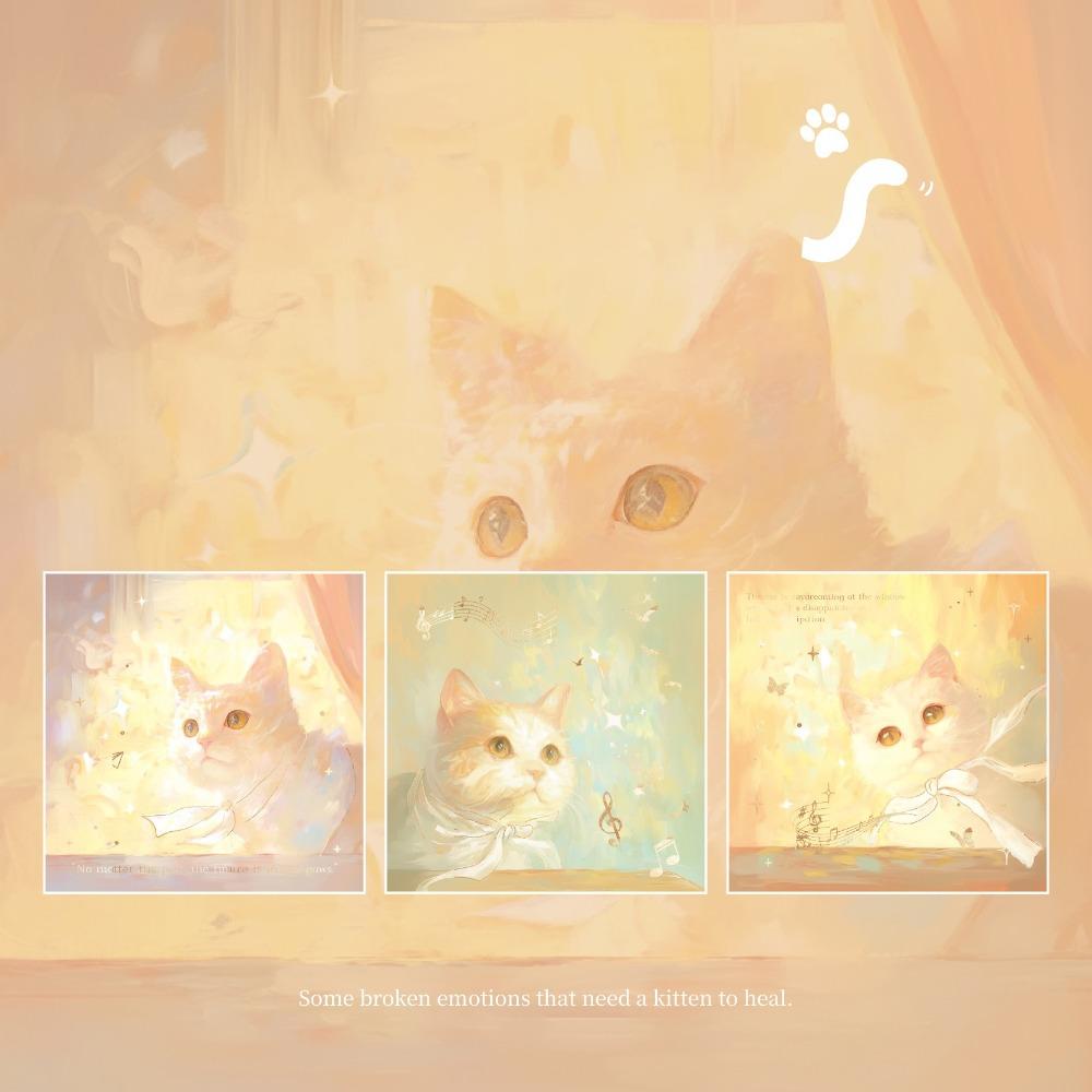 

60 шт./набор Мечтательные заметки от руки на кошачью тематику Универсальный декор для дневника Школьные принадлежности Канцелярские товары 3