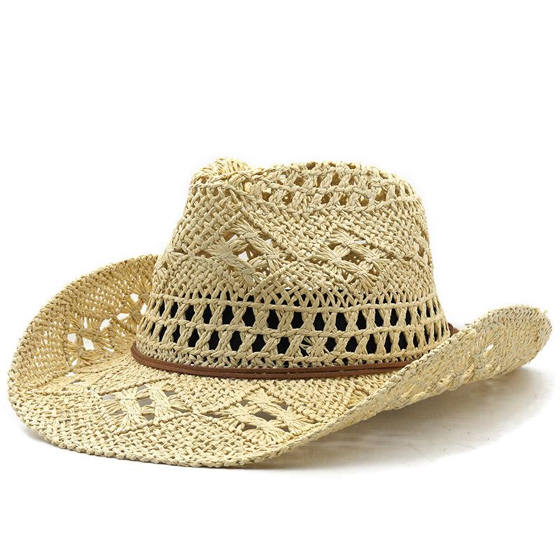 Nuovo cappello jazz in papiro intrecciato a mano con traforo, a falda larga, per la primavera e l'estate europea e americana, cappello di paglia parasole da spiaggia per esterni, alla moda