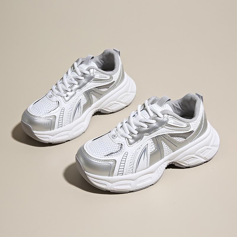 CRLAYDK Summer Women's Chunky Sneakers Mesh Breathable Walking Shoes Fashion Casual Ladies Platform Lace Up Sports Tennis