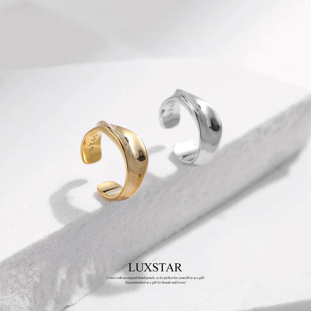LUXSTAR Ear Cuff, Sterling Silver 925, Earring, Ear Clip, Men's & Women's, Simple, Brand (Silver)