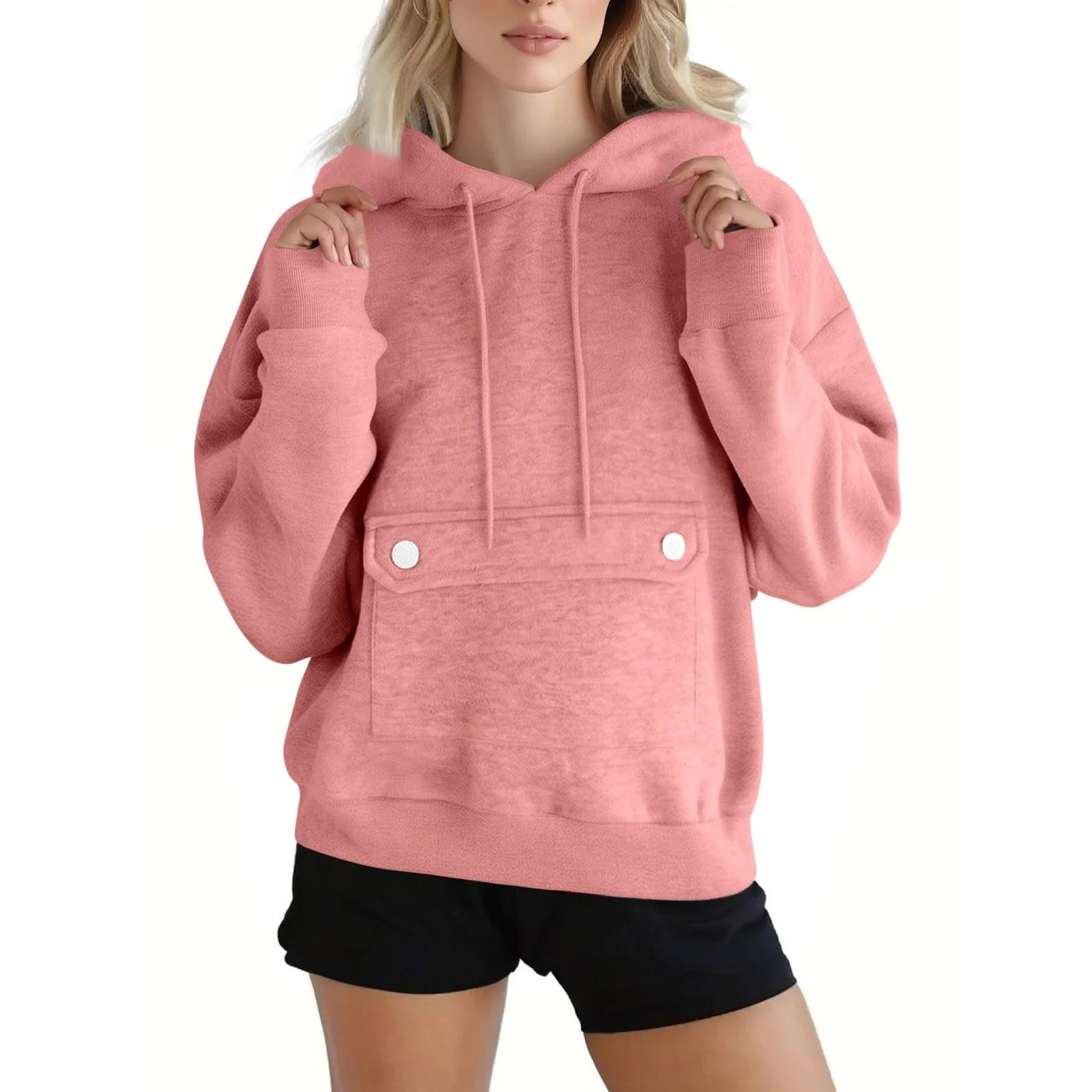 

Womens Hoodies Fall Fashion Sweatshirts Casual Long Sleeve Loose Sweatshirt Fall Hoodie Sweatshirt XXL рожевий