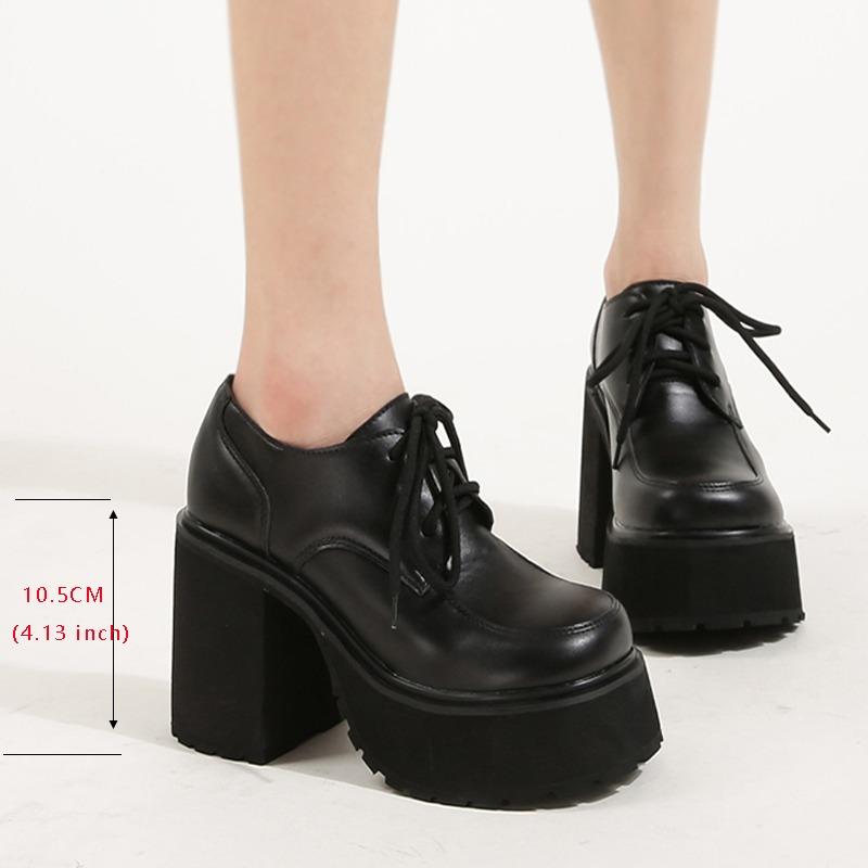 Fashion 11cm Ultra-high Heels Waterproof Platform New Women's Plus Size 35-40 Lace-up Thick Sole Round Toe Single Shoes Zapatos Mujer