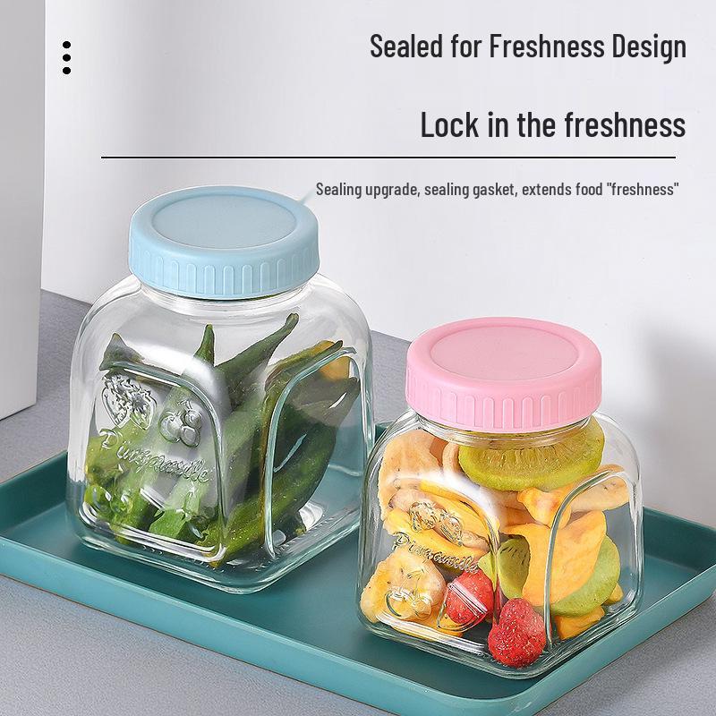 Macaron Color Series Glass Storage Jar - Sealed Container for Candy, Dried Fruit, Honey