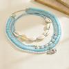 Blue Bohemian Necklace Seaside Necklace Soft Pottery Pearl Shell Multilayer Stacked Necklace