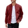 Men Suede Zip Up Jacket Long Sleeve Stand Collar Solid Color Casual Punk Style