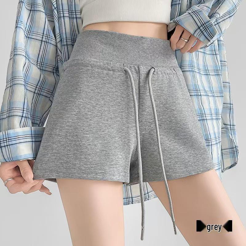 

American Spicy Girl Grey Tight-Fitting Sports Shorts: Summer 2026 Casual Three-Quarter Drawstring Pants for Women L [100-110] jin