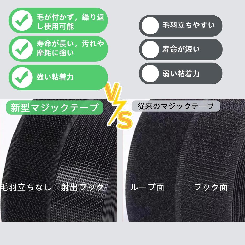 HIMIHOM Cable Ties, Thin, 20mm Wide x 25m Long, Strong, Reusable, Cut-Free Cable Management for Home and Office Use (Black, 2cm x 25m)