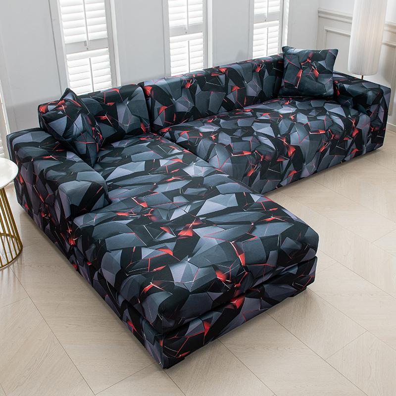 Stretch Sofa Überwurf Sofabezug Spandex Rutschfest, mit elastischem Saum für L-Form Ecksofas, Ideal für Kinder und Haustiere