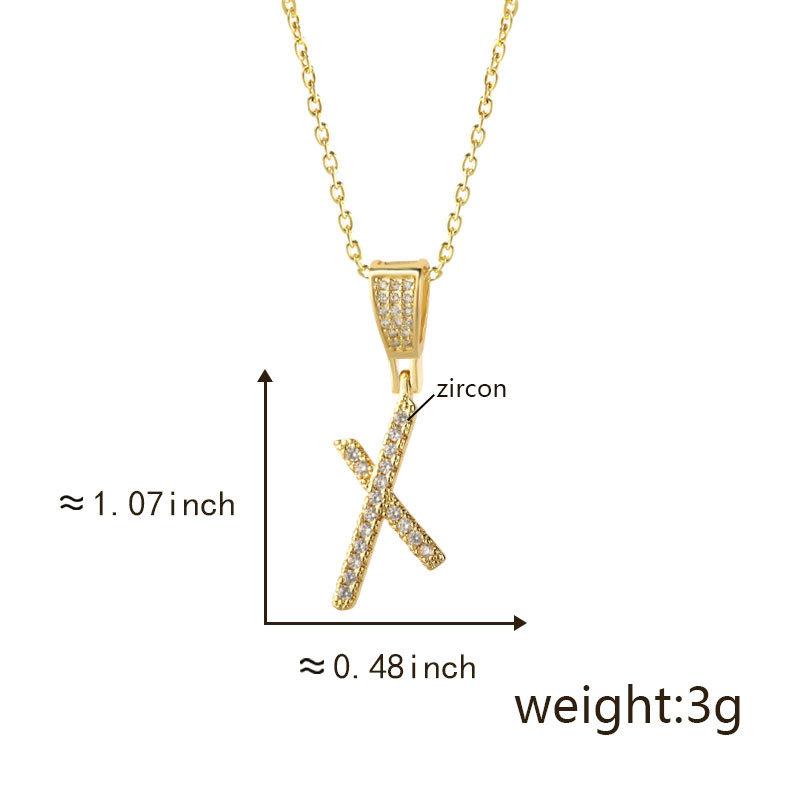 Gold Plated Crystal Initial Letter Necklace Personalized Dainty Name Pendant Jewelry