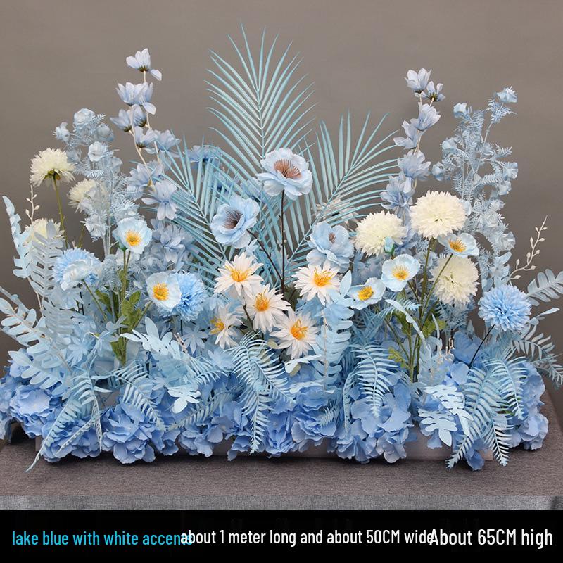 Large Wedding Aisle Runner with Silk Eucalyptus Flowers