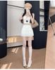 Chic Elastic Waist Pleated White Lace Skirt - Sweet High-Waist, Layered for Autumn/Winter