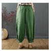 Culottes en Coton et Lin pour Femmes, Nouveau Style d'Été Pantalon Mi-long, Couleur Unie Décontracté Ample Pantalon Harem