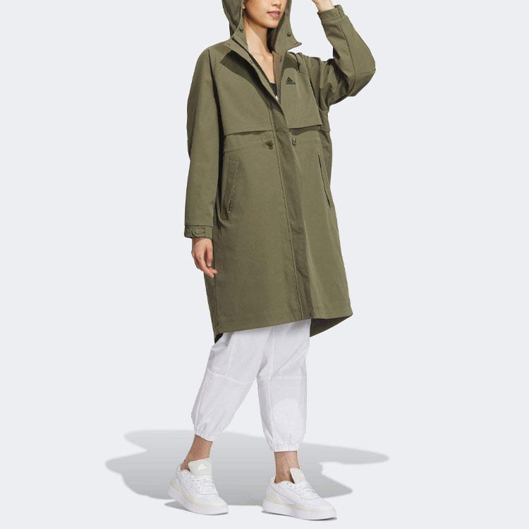 Adidas Sport Performance Solid Logo Long Sleeve Hooded Windbreaker Women Outerwear Green IX6795