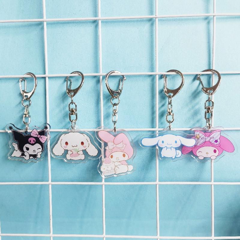 Melody Kuromi Cinnamon Dog Pendant Keyring Cute Keychain Kitty Schoolbag Pendant Acrylic Bag Pendant Accessories