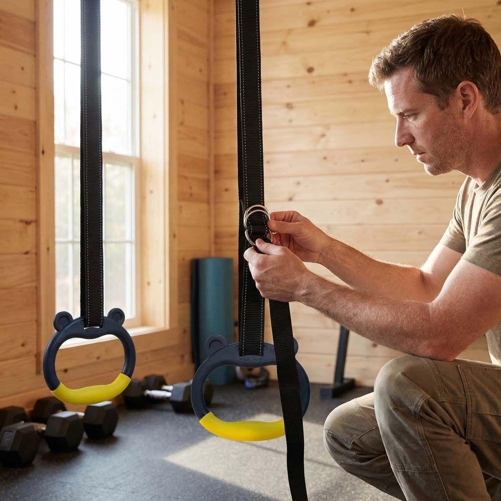 With Straps Gymnastic Rings Non-Slip Fitness Exercise Ring Pull Up Bar  Gymnastics Equipment