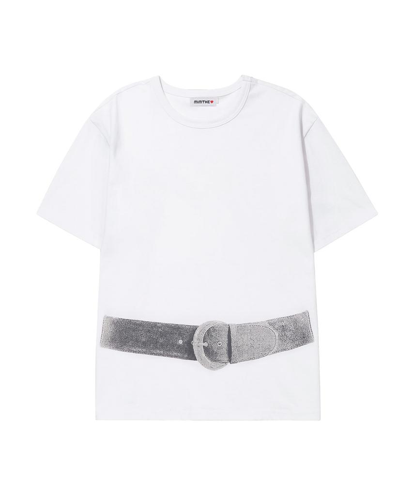Mimdeowodeulobeu [Ssukkare X Mimde] Ssukkare Belt Print Oversized T-Shirt_White