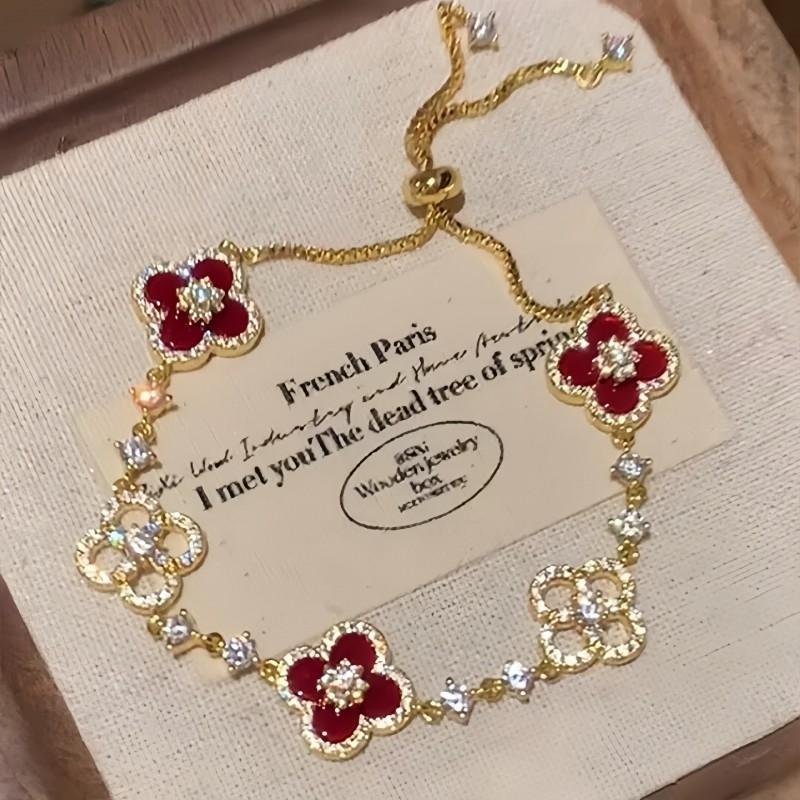 Sterling Floral Four Leaf Clover Jewelry Set With Pink Mother Of Pearl Inlay Women Necklace Earrings Bracelet