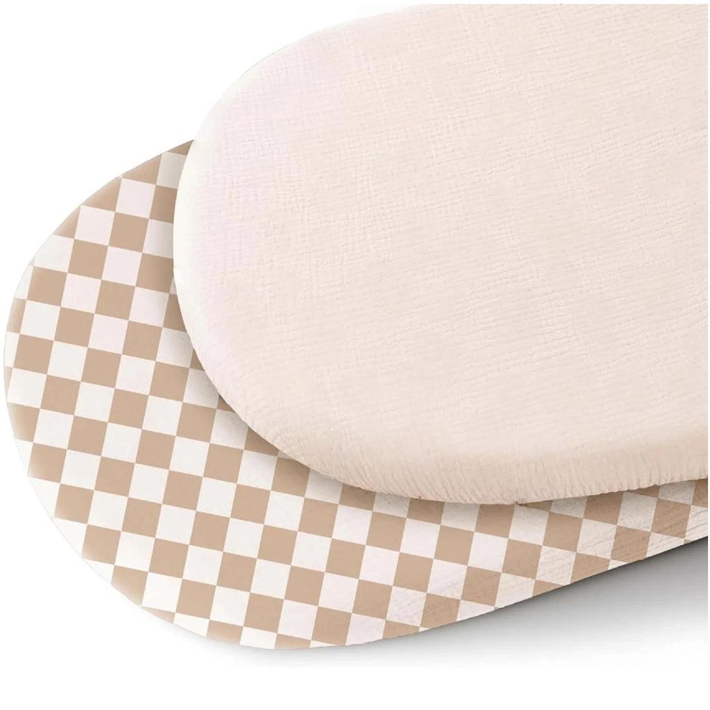 2PCS Baby Bassinet Sheet Muslin Bassinet Sheets Changing Pad Cover 100% Cotton Soft Breathable Fitted Bassinet Mattress Sheets