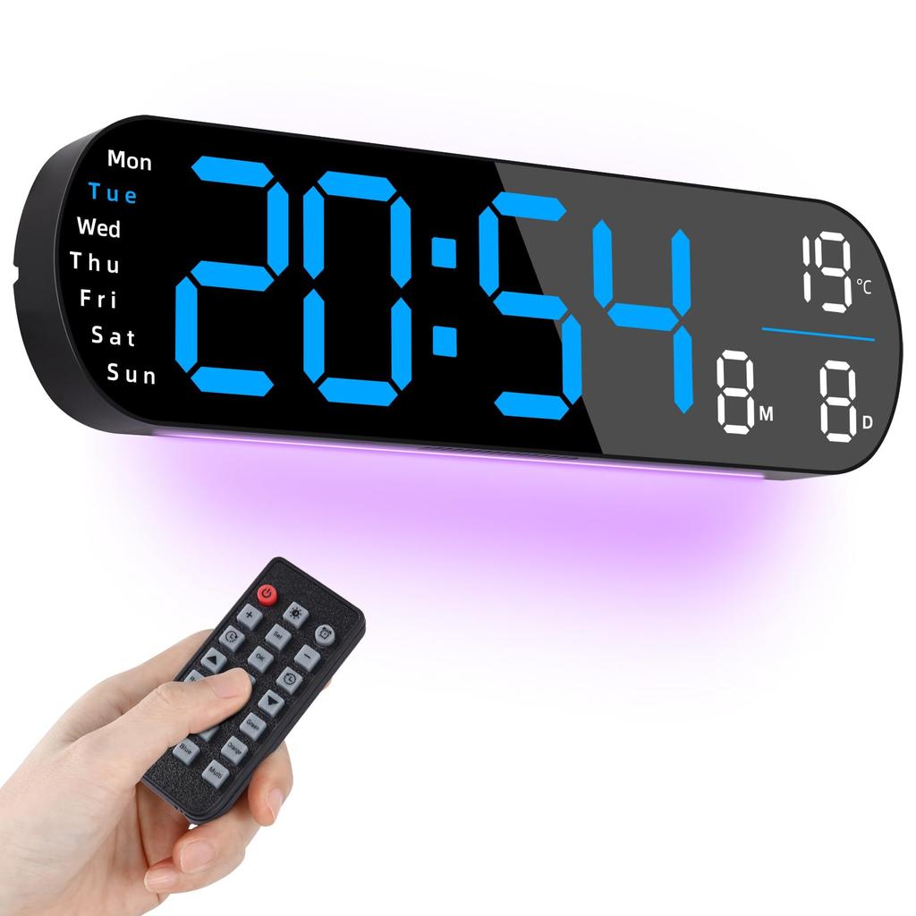 Koolertron Inch Large Screen Digital Clock Atmosphere Light Wall Hanging Tabletop Capital Letters Large Alarm Clock Display Alarm Countdown Countup