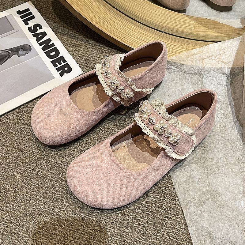 Gentle evening breeze Mary Jane shoes women's 2025 spring new niche matte single shoes with skirts Velcro shoes