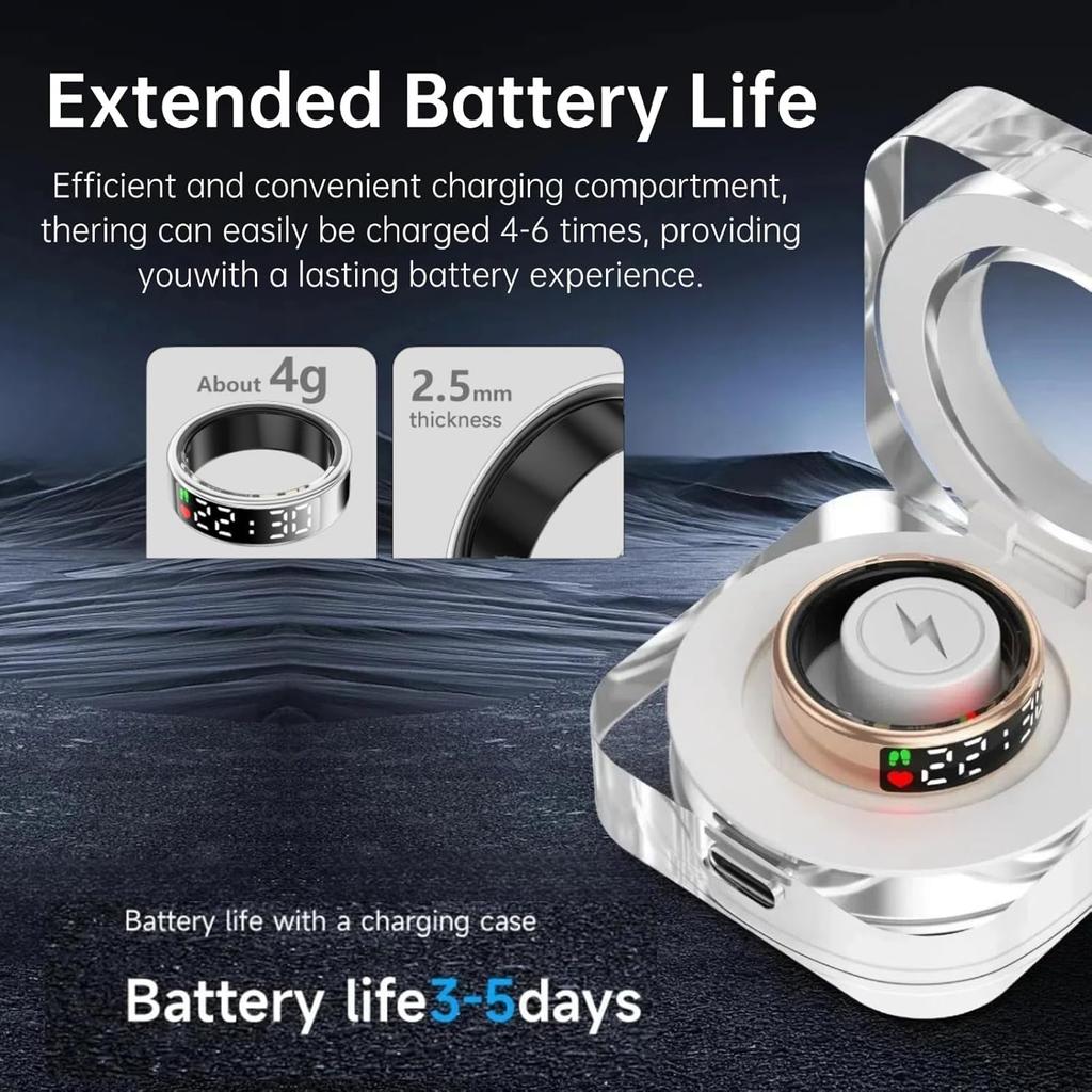 Touch Screen Smart Ring for Men Women, 2024 New Fitness Ring with Heart Rate Monitor Sleep Monitor Step Blood Oxygen Tracker,Remote Photography,IP68